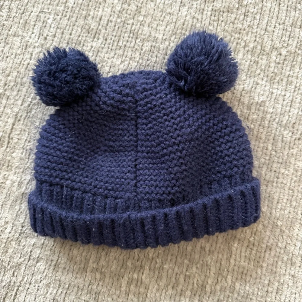 Joules Navy‎ Knit Pom Hat Baby Toddler 1–2Y Bear Ear Beanie